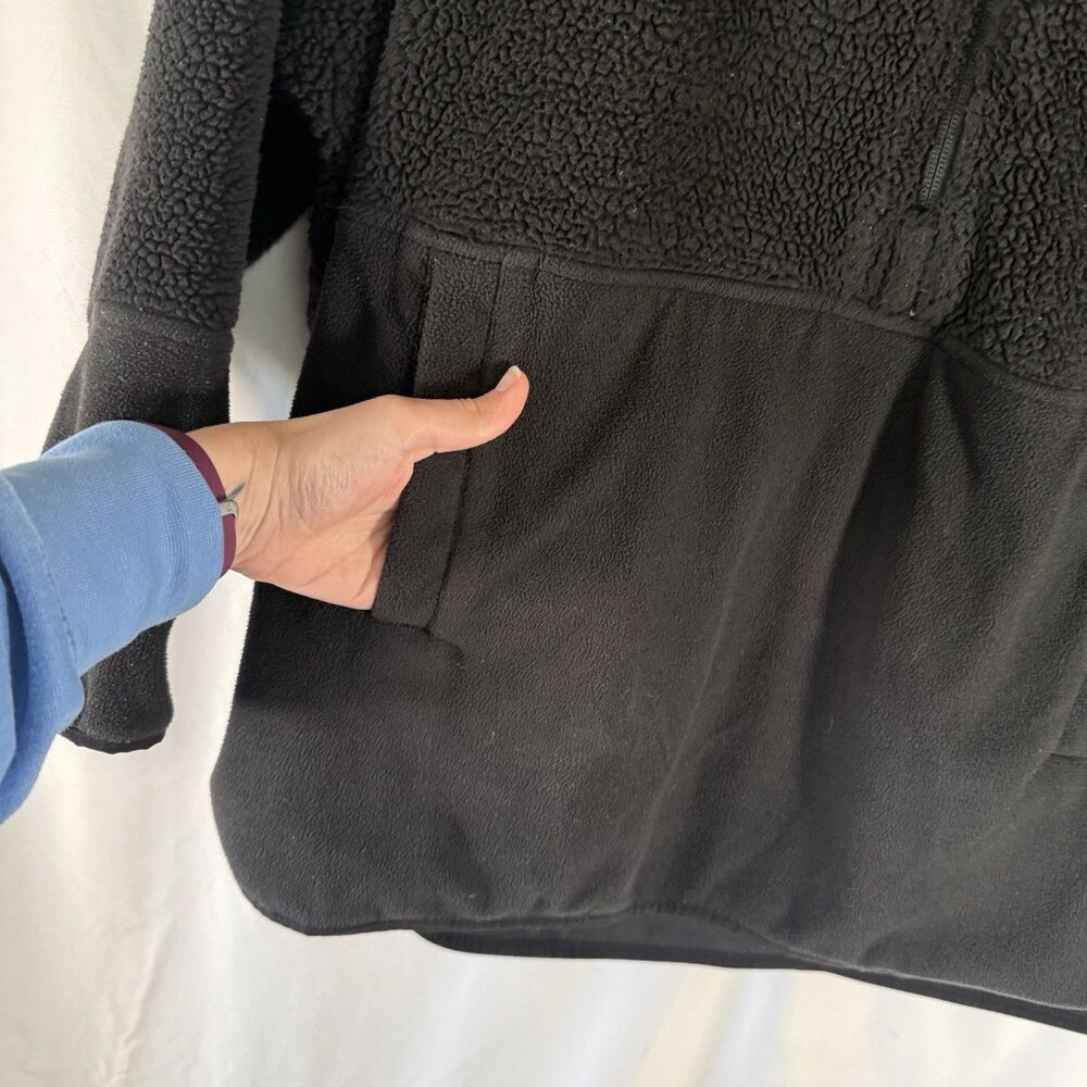 North Face Fleece Jacket Women's Large Black 1/4 Zip Mock Neck Pockets Sherpa - Picture 6 of 12